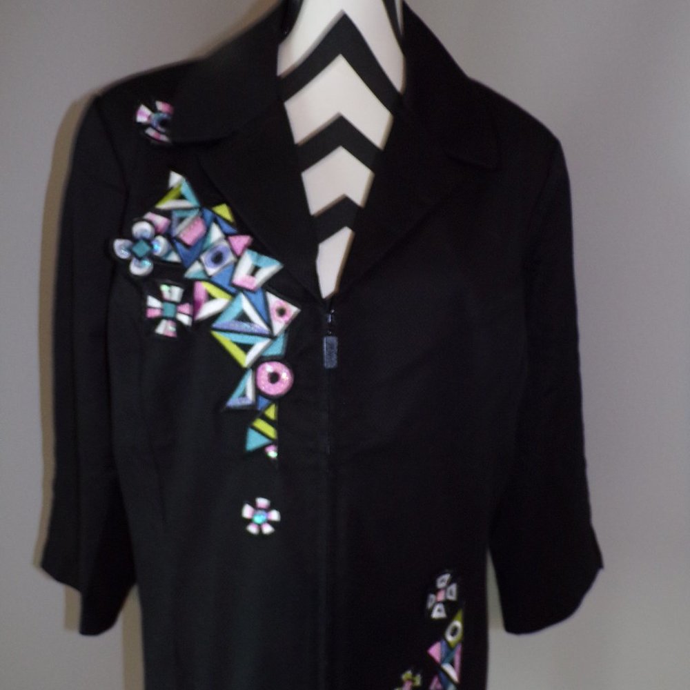 NWT Bob Mackie Black Lined Zip XL Jacket - Picture 3 of 4